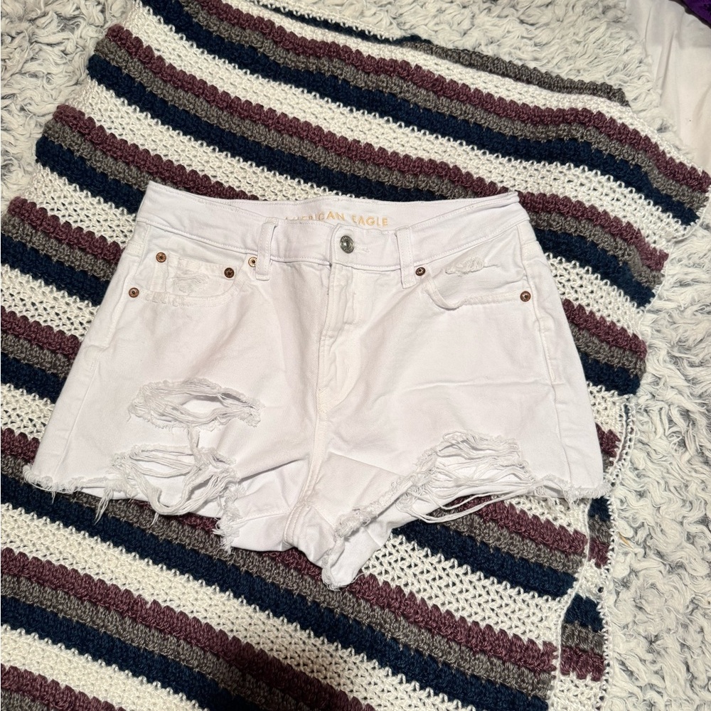 American Eagle Outfitters Women's White Distressed Shorts